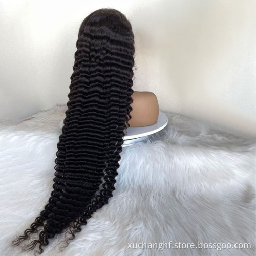 36 Inch Brazilian Virgin Hair 100 Percent Water Wave HD Lace Frontal Wig Peruvian Waterwave Wig Deep Curly Wave Human Hair Wig